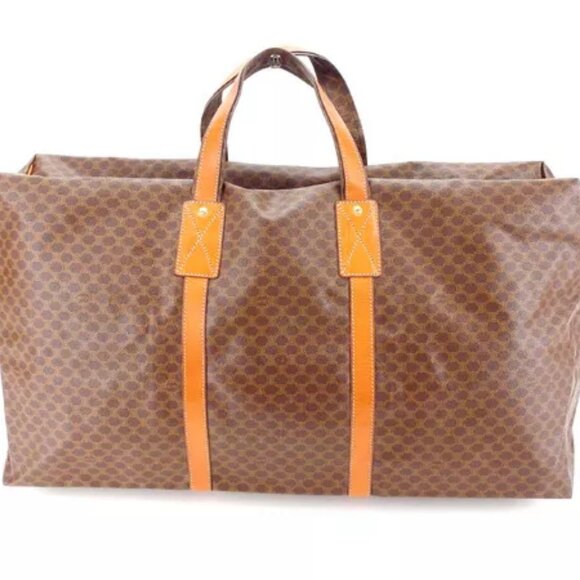 Celine Boston bag Macadam Brown Gold Woman Authentic Used - Picture 2 of 5